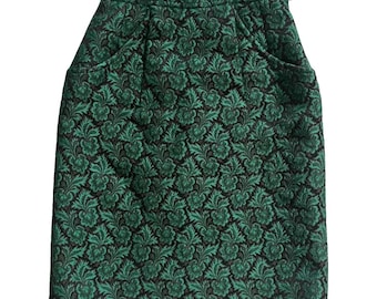 Vintage 1980s, Yves SAINT LAURENT* green wool and silk skirt, M, YSL, Yves Saint Laurent Rive Gauche, luxury fashion, luxury vintage 80s