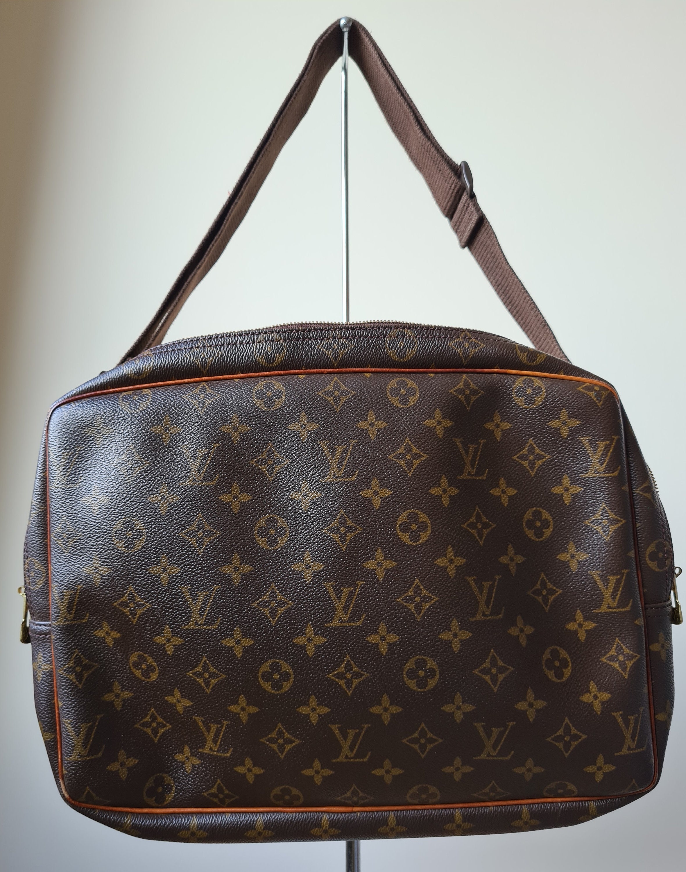 Vintage Louis Vuitton Brown Leather and Printed Canvas Designer Handbag or  Purse For Sale at 1stDibs