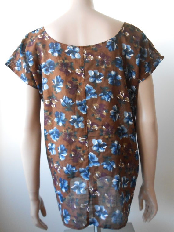 Vintage 70s, KENZO*, brown cotton blouse, M, japa… - image 9