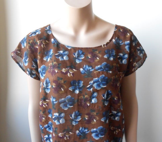 Vintage 70s, KENZO*, brown cotton blouse, M, japa… - image 5