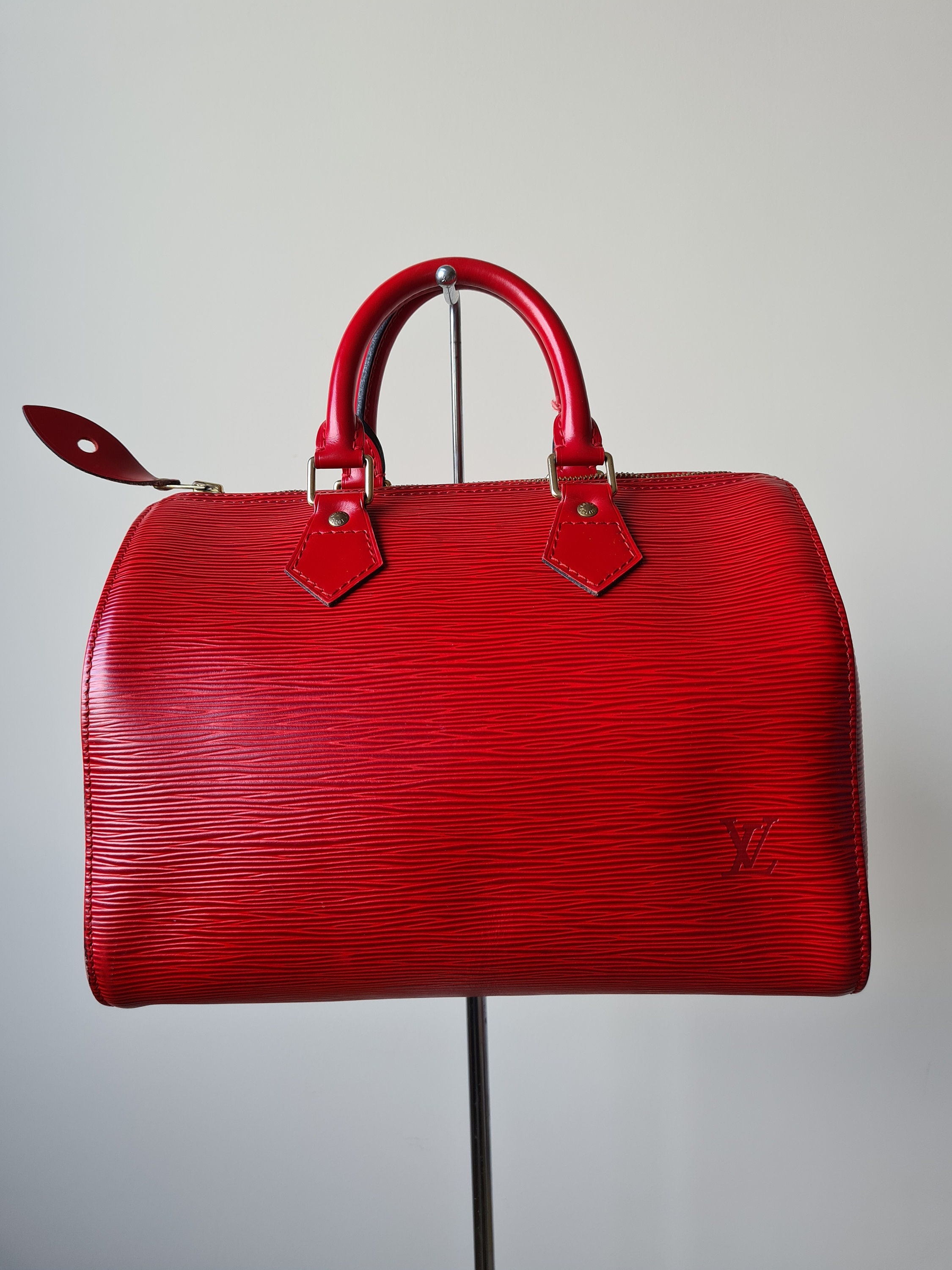Vintage 1990s Louis VUITTON Red Leather Handbag 