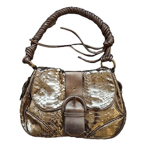 Vintage 2000s, WALTER STEIGER* Sac femme en cuir python doré, sac porté épaule, maroquinerie luxe, Paris, accessoire femme cuir exotique