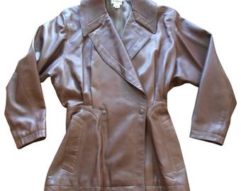 Azzedine Alaïa 1980s Vintage Leather Coat With Velvet Collar - Etsy