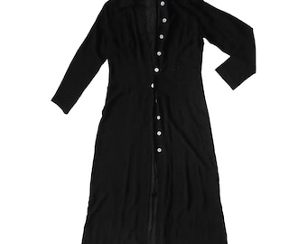 Vintage 1990s, UNSIGNED*, long black viscose dress, M, little black dress, Made in France, Paris, luxury evening dress, 1990 inspiration