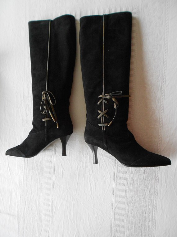 Bottes Vintage En Daim Gris Accessoire Diffusion - Talons Originaux, Taille 39 EU / US 7,5