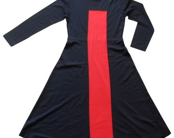 Vintage 1980s, COMME DES GARCONS*,  black and red wool dress, M, warm dress 1980s, Paris, France, luxury vintage clothing, sweater dress