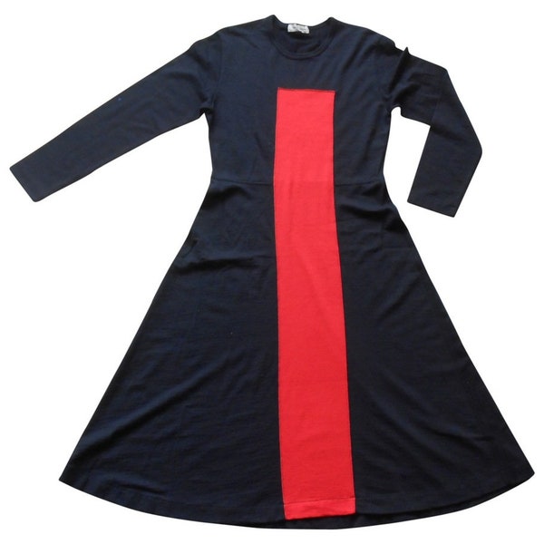 Vintage 1980s, COMME DES GARCONS* robe longue laine noir et rouge, M, Paris, France, mode Couture, Rei Kawakubo vintage, robe laine hiver