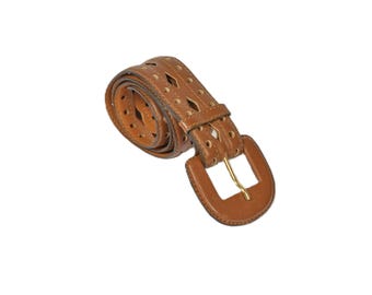 Vintage 1980s, Yves SAINT LAURENT* camel leather belt, S, luxury woman belt, YSL, Made in France, Paris, couture belt 80s