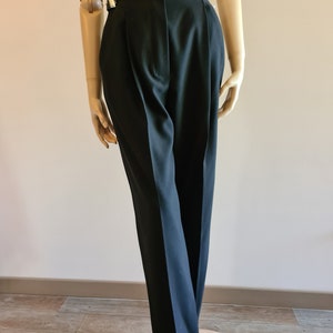 Vintage 1990s, CLAUDE MONTANA black wool pants, XS, luxury woman clothing, winter pants, warm trousers, wide wool trousers, Paris, France image 3