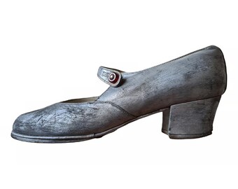 Vintage 1990s, SACHA* escarpins cuir argent, 36, vintage 90s, babies femme cuir, Paris, escarpins cuir, mode femme rétro, France