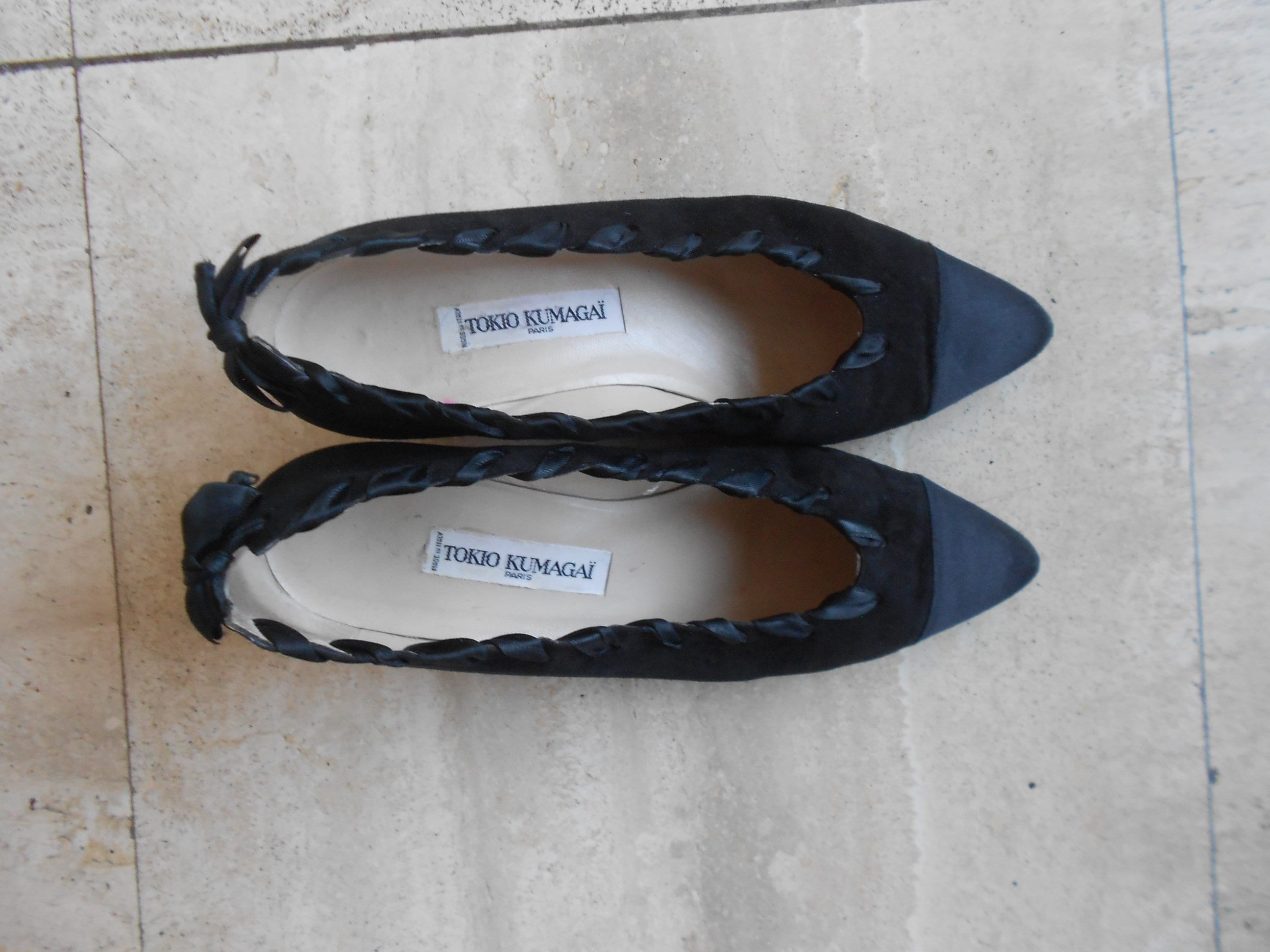 80’s Black Leather Suede Flats by Tokyo Kumagai Paris