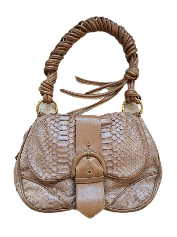 Vintage 2000s, WALTER STEIGER* camel python leath… - image 1