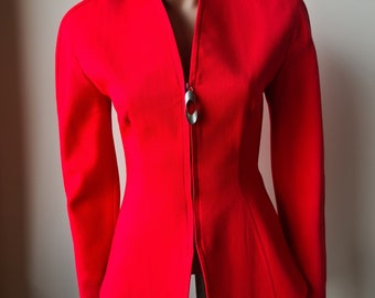 Vintage 1990s, THIERRY MUGLER*, pink wool jacket, S, woman luxury blazer, Paris couture, France, winter luxury blazer, collector piece