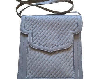 Vintage 1990s, YVES SAINT LAURENT* grey quilted leather handbag, Haute Couture accessories, shoulder bag, evening clutch, made in France
