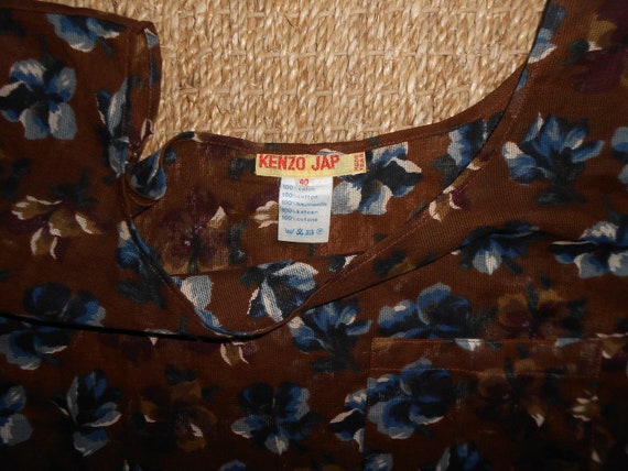Vintage 70s, KENZO*, brown cotton blouse, M, japa… - image 3