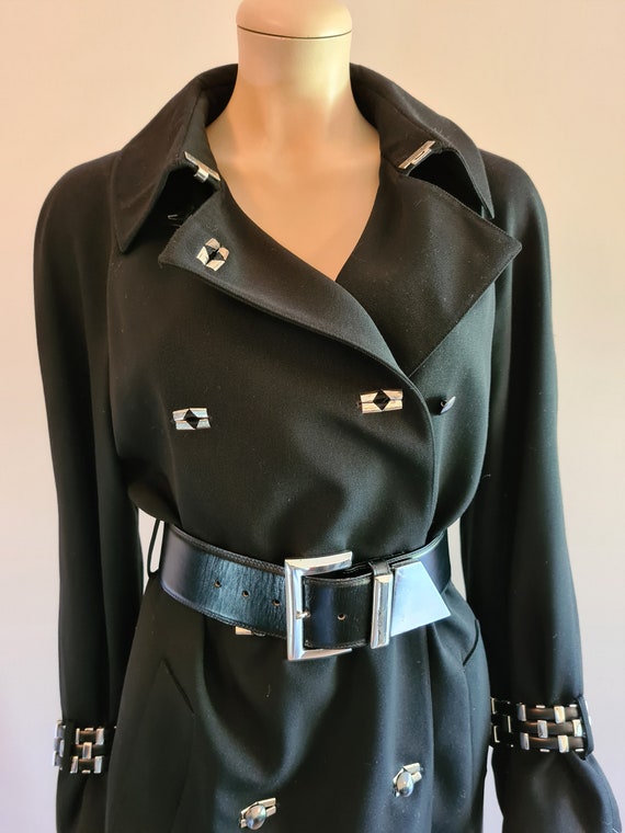 Vintage 1990s, CLAUDE MONTANA* black wool coat, S… - image 7