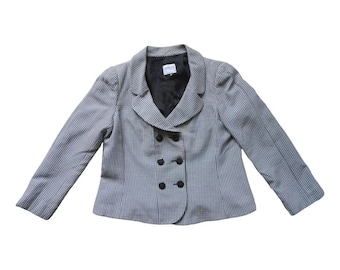 Vintage 2000s, GIORGIO ARMANI* black and white viscose jacket, M, houndstooth, Armani Collezioni blazer, luxury jacket, woman chic blazer