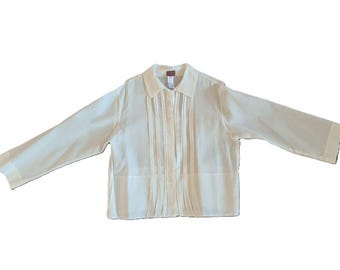 Vintage-Bluse aus den 1980er-Jahren von KENZO*, ecrufarbene Baumwollbluse, Größe M, Boho-Stil, luxuriöses Damenoberteil, Sommerbluse für Damen, Kenzo Takada, Pariser Haute Couture, Frankreich