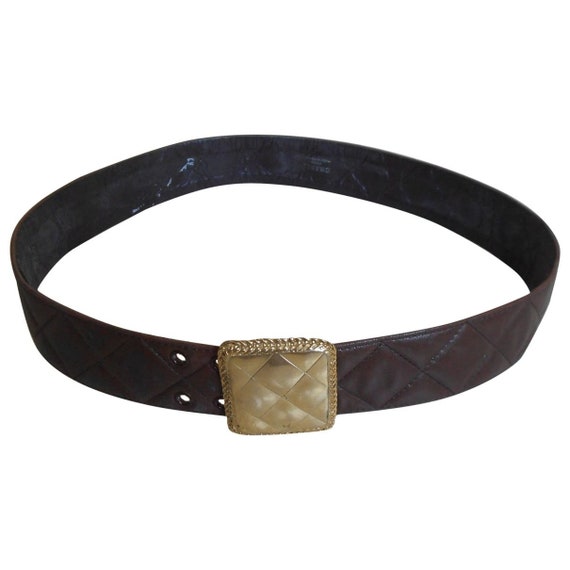 Vintage 1980s, CHANEL*, brown quilted leather belt