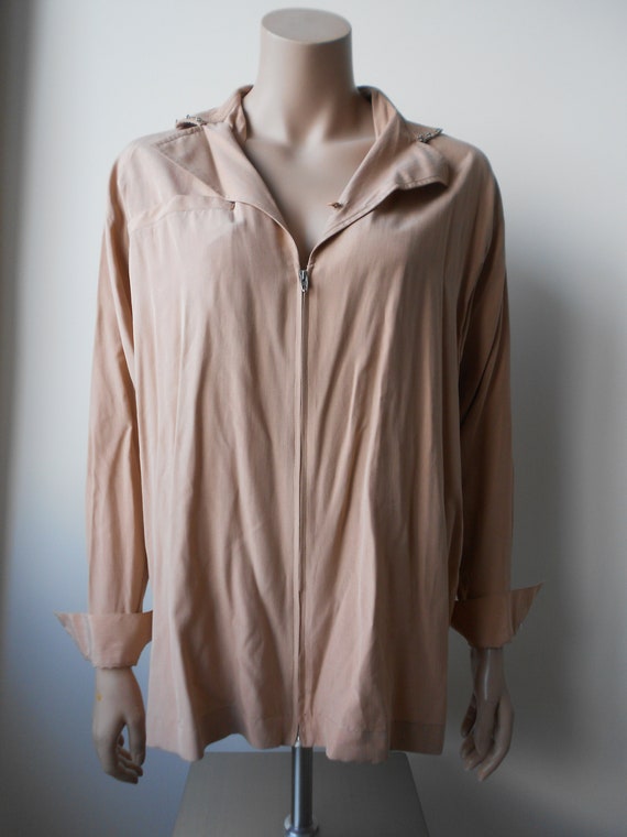 Vintage 80s, Claude Montana* pink silk blouse, M,… - image 2