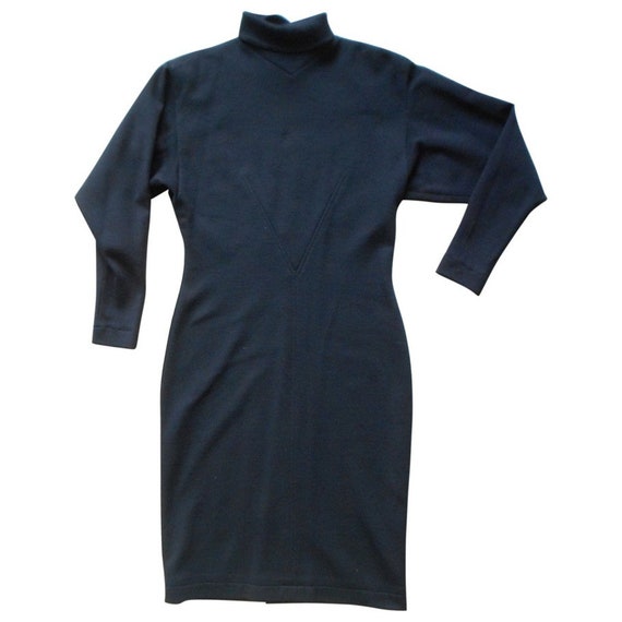 ALAIA* Vintage 1980s, black jersey wool dress, M,