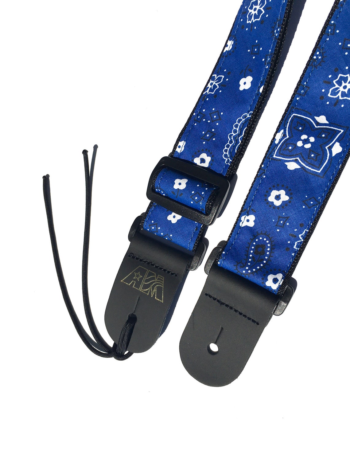 Guitar Strap Blue Bandana Adjustable Acoustic Electric Bass Etsy