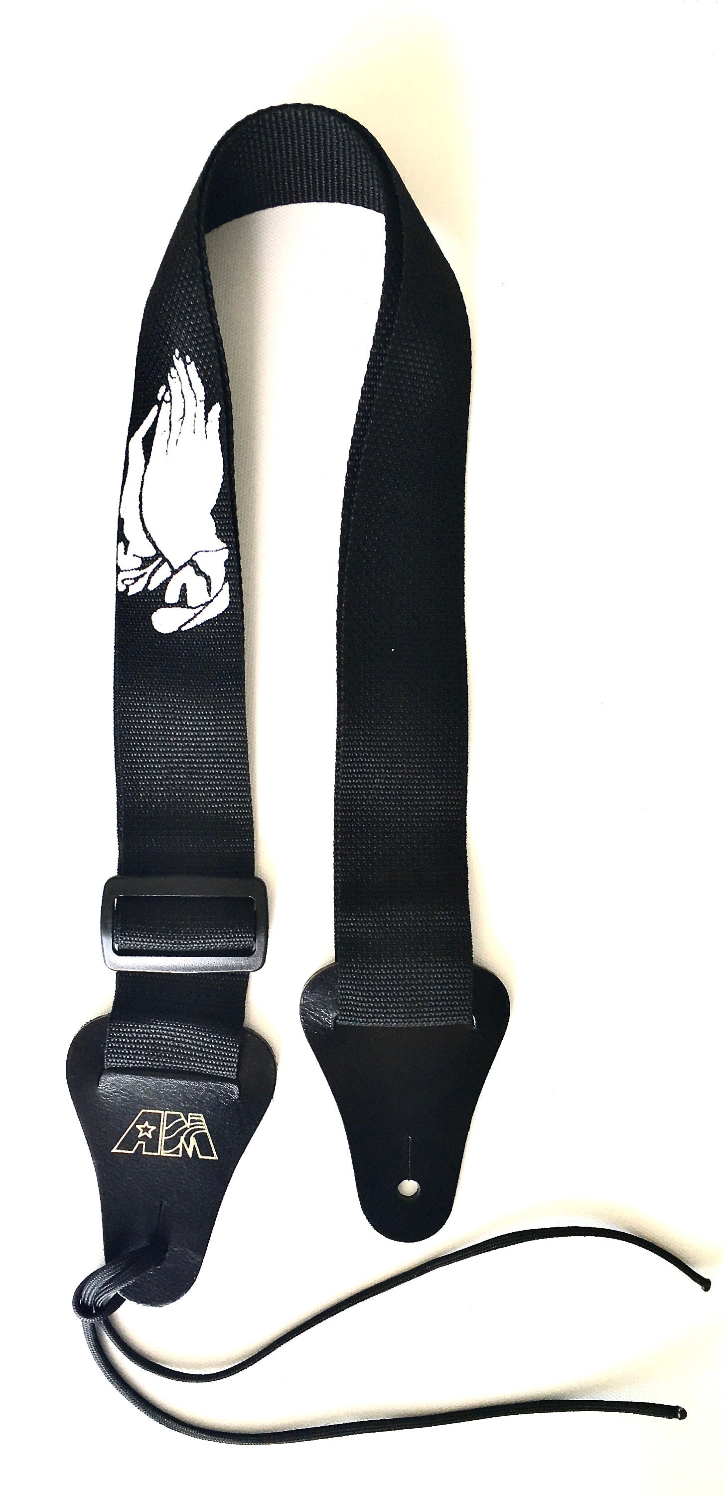 Christian Worship Guitar Strap Black Nylon White Praying Hands Etsy