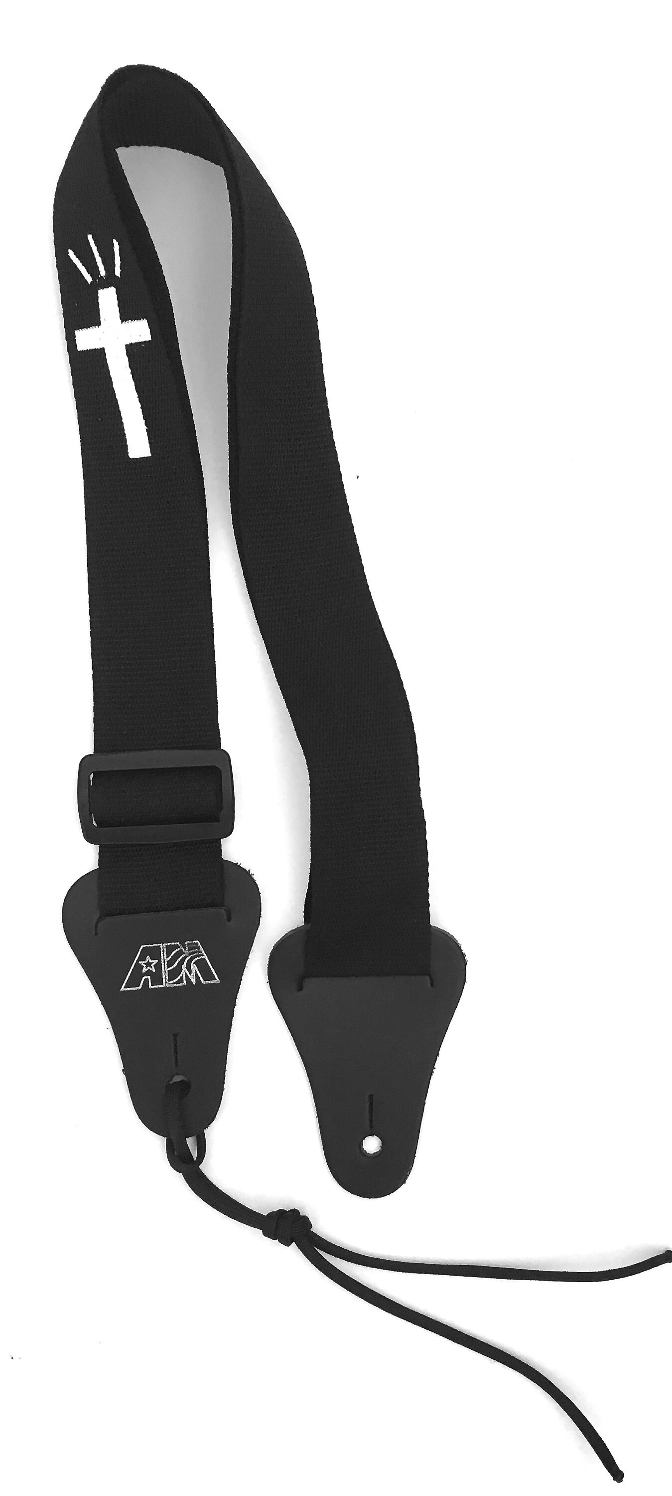 Christian Guitar Strap Black Nylon White Cross Adjustable Etsy