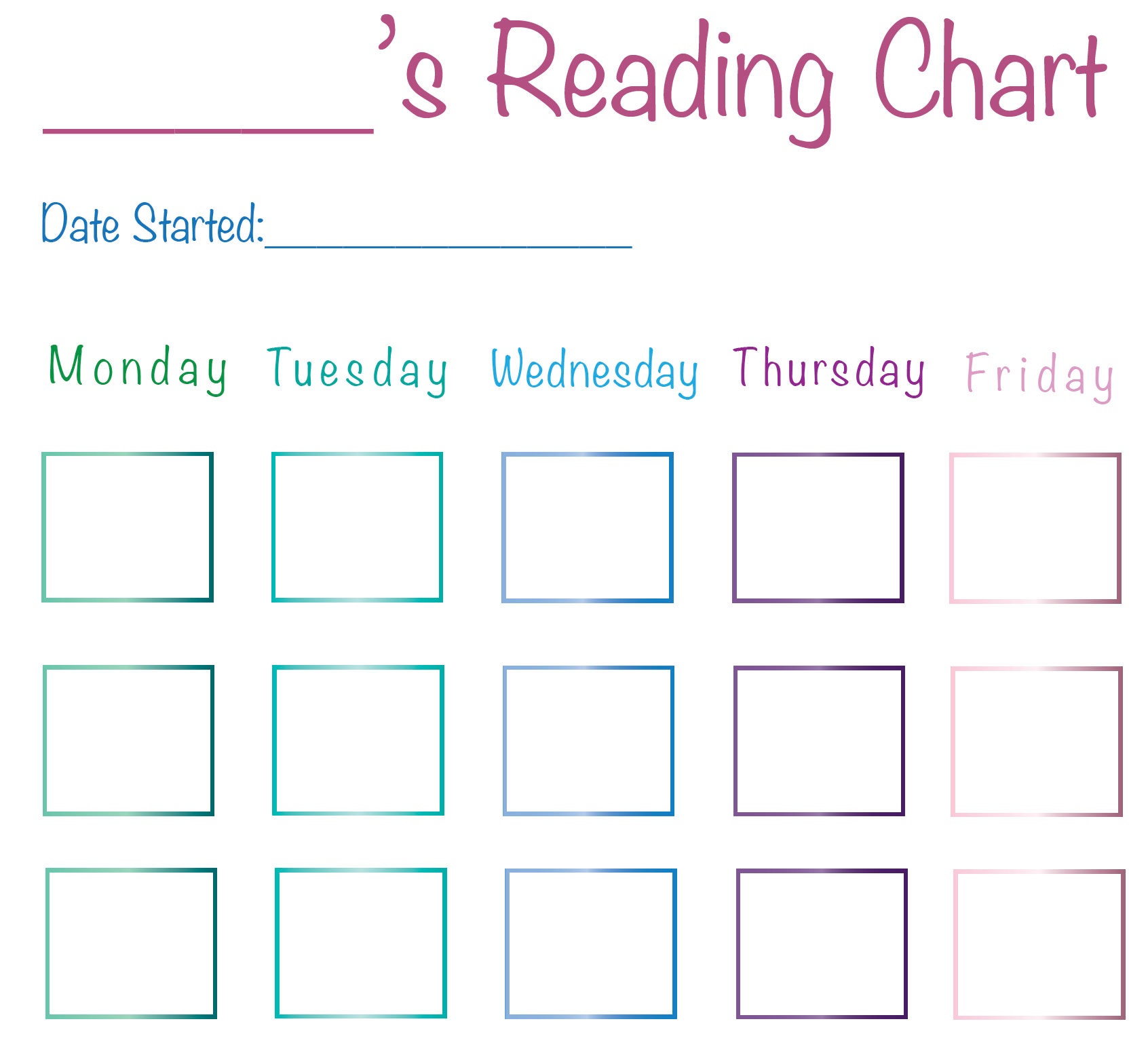 Reading Sticker Chart - Weekly Reading Goal Tracker