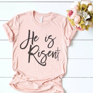 SALE He Is Risen-Women's Christian Graphic Tee, Christian Easter Shirts, Faith Easter Shirts, Faith Tees, Christian t shirts, Christian shir image 1