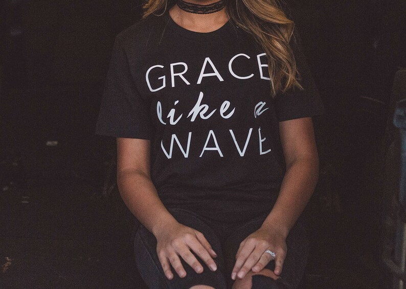 Christian T-shirts, Grace Like A Wave/Women's Christian Graphic Tee, Christian Shirts, Faith TShirts, Christian T shirts woman, Grace shirts image 5