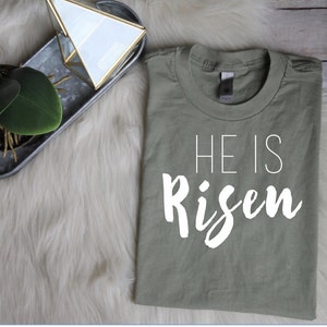 SALE He Is Risen-Women's Christian Graphic Tee, Christian Easter Shirts, Faith Easter Shirts, Faith Tees, Christian t shirts woman image 5