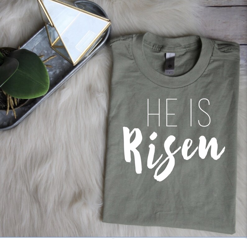 SALE He Is Risen-Women's Christian Graphic Tee, Christian Easter Shirts, Faith Easter Shirts, Faith Tees, Christian t shirts woman image 5