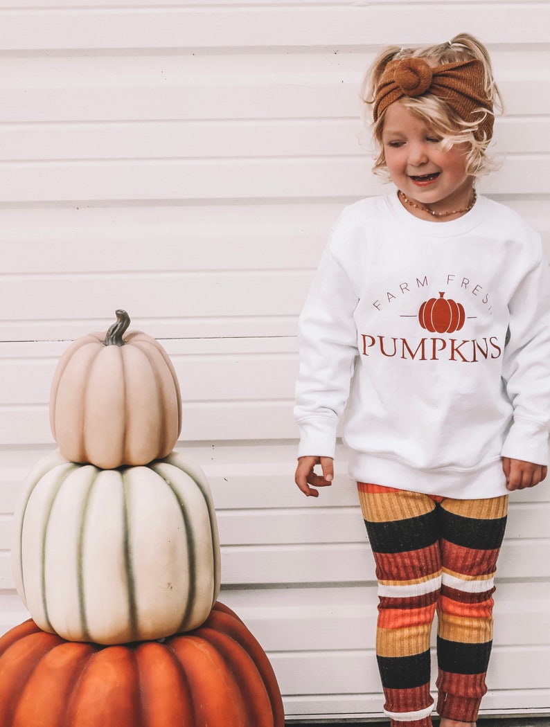 Kids pumpkin patch shirt, kids fall sweatshirts, toddler fall shirts, kids fall tees, farm fresh image 1