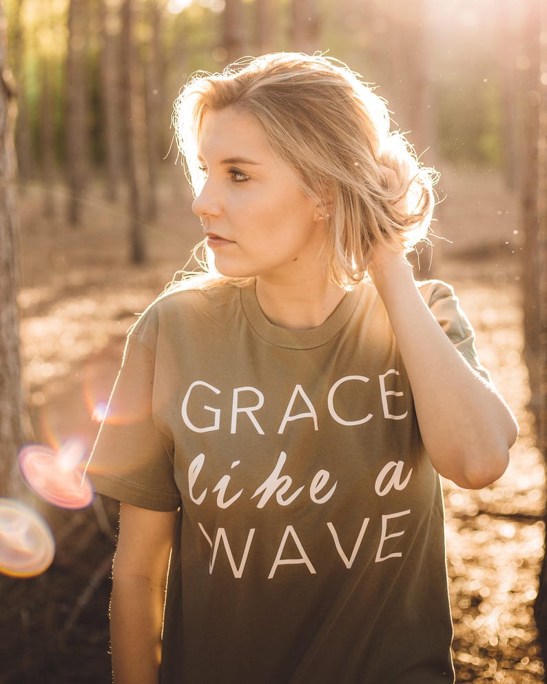 Christian T-shirts, Grace Like A Wave/Women's Christian Graphic Tee, Christian Shirts, Faith TShirts, Christian T shirts woman, Grace shirts image 2