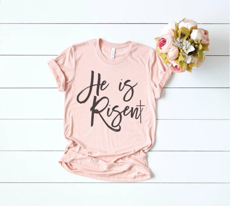 SALE He Is Risen-Women's Christian Graphic Tee, Christian Easter Shirts, Faith Easter Shirts, Faith Tees, Christian t shirts, Christian shir image 1