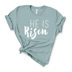 SALE He Is Risen-Women's Christian Graphic Tee, Christian Easter Shirts, Faith Easter Shirts, Faith Tees, Christian t shirts woman image 2