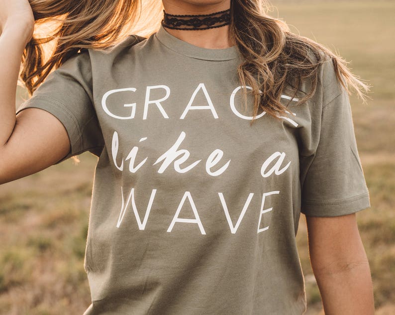 Christian T-shirts, Grace Like A Wave/Women's Christian Graphic Tee, Christian Shirts, Faith TShirts, Christian T shirts woman, Grace shirts image 3