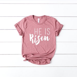 SALE He Is Risen-Women's Christian Graphic Tee, Christian Easter Shirts, Faith Easter Shirts, Faith Tees, Christian t shirts woman image 3