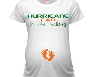 hurricane maternity shirt, Miami maternity shirt, custom game day maternity shirt, football maternity shirt, pregnancy announcement