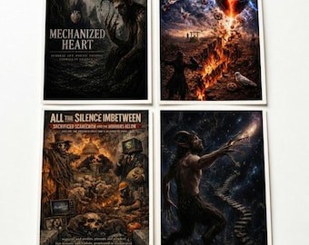 Dark Surreal Art 4 Pack (5x7") Gothic Prints Existentialist. By Mechanized HeART