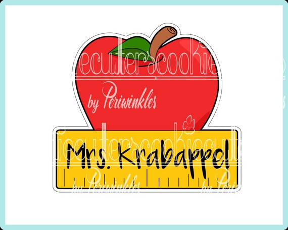 Apple Plaque Cookie Cutter Teacher Cookie Cutter School Etsy