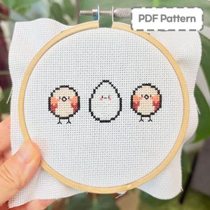 Birds Sparrow and egg cross stitch pattern -  PDF download, bird cross stitch, Small cross stitch, mini cross stitch pattern, for beginner
