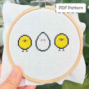 Birds Chick cross stitch pattern -  PDF download, bird cross stitch pattern, Small cross stitch, mini cross stitch pattern, for beginner
