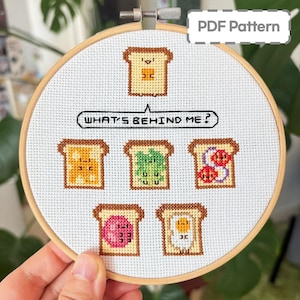 Toast Series cross stitch pattern for hoop -  PDF download, snarky cross stitch, Small cross stitch, mini cross stitch pattern