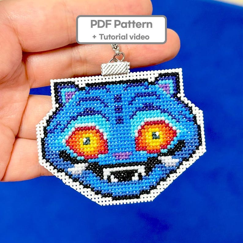 Kpop Demon Hunters Tiger Cross Stitch Pattern – Double Sided Keychain ...