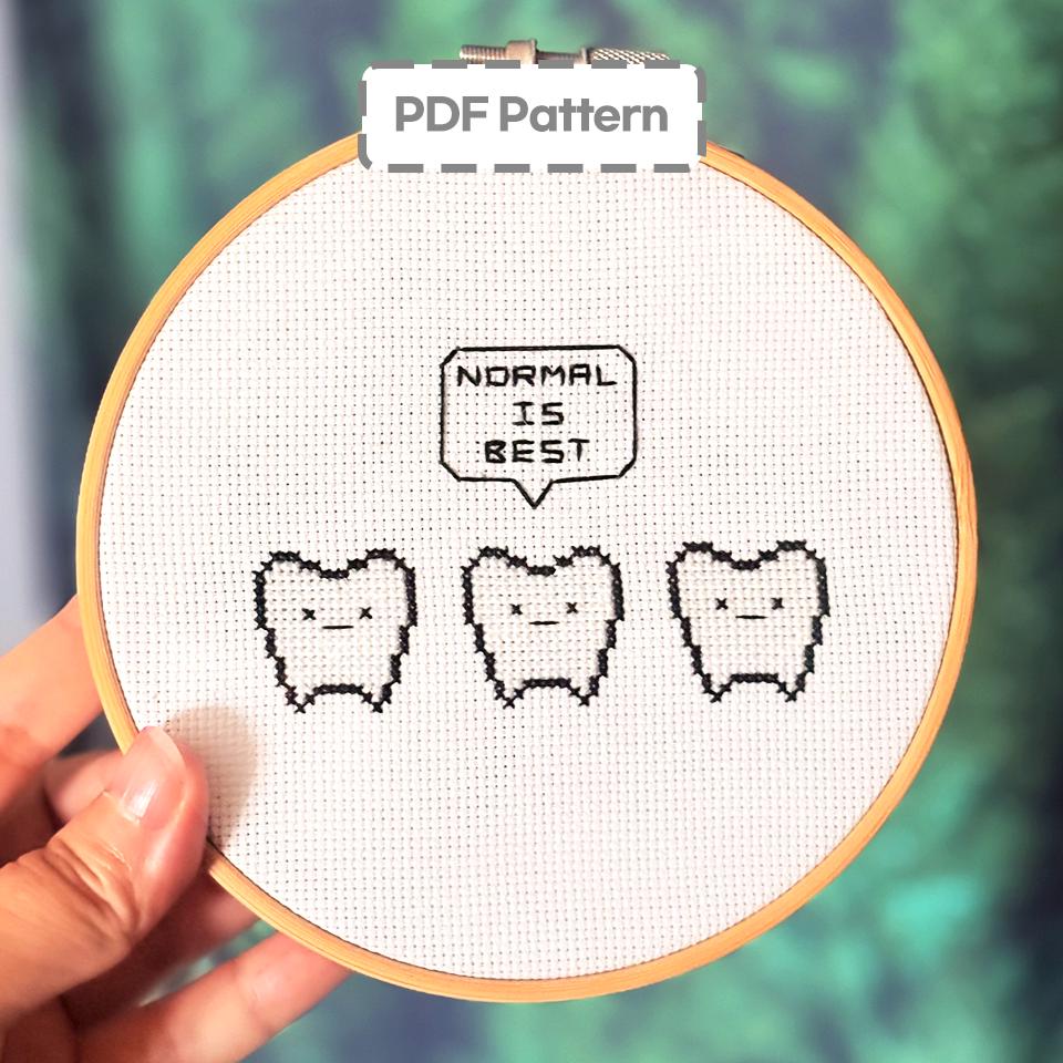 Knitted Tooth Plain Tooth Cross Stitch Pattern - Tooth Fairy, Teeth, Wisdom Tooth ...