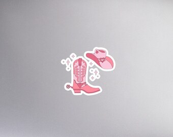 Pink Cowgirl Sticker, Pink Barbie Cowgirl, Retro Pink Aesthetic,Pink Cowgirl Boots, Rhinestone Cowgirl Sticker