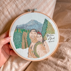 Personalized Custom Portrait Embroidery Hoop, Personalized Gift, Wedding Gift, Custom Engagement