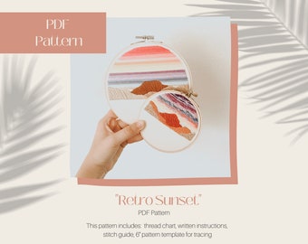 Retro Sunset PDF 6" Embroidery Template | Arizona Sky | PDF Digital Download
